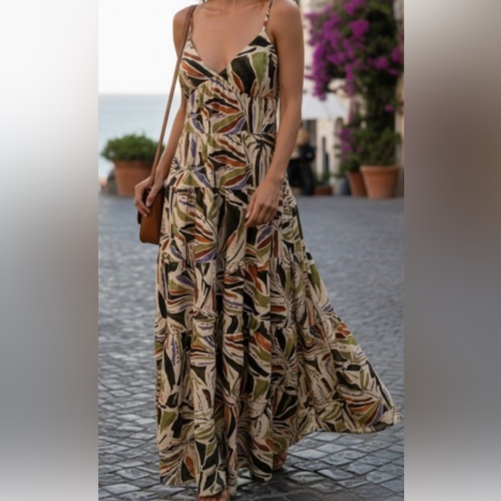 Monteau Los Angeles Multicolor Maxi Dress, size Large